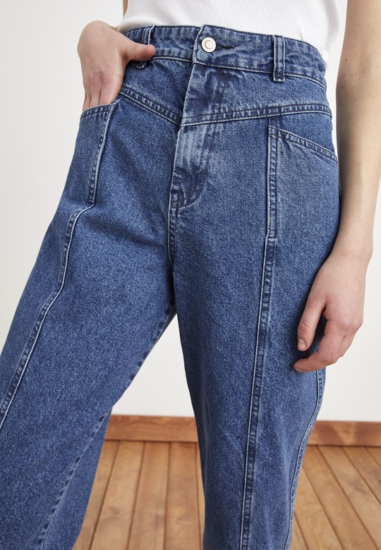 Moda Tutkusu Cep Detaylı Korsajlı Jean Pantolon