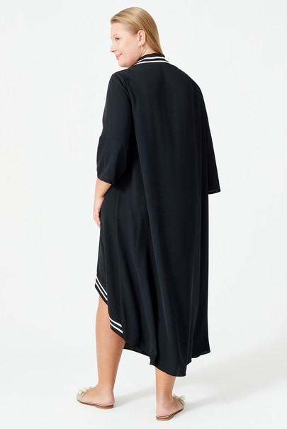 Ribanalı Asimetrik Krep Elbise