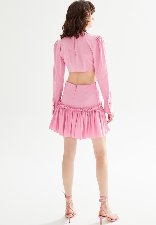 Moda Tutkusu Düğüm Detaylı Balon Kollu Mini Elbise